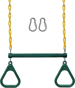 Jungle Gym Kingdom Trapez Schaukelstange 18" mit 48" Ketten & Karabinern - Grün - Bild 1 von 11