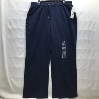 Calça Anne Klein Sport French Terry nova com etiquetas lazer ativa feminina 2X azul marinho * - Imagem 1 de 4
