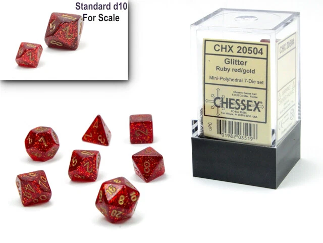 Juego de dados Chessex Mini Brillo Rojo Rubí/Dorado RPG D&D CHX20504 Foto 1 de 1