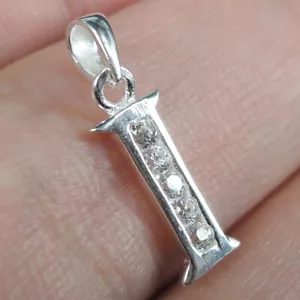 Letra "I" Plata de Ley 925 Sólida Pequeño Dije Colgante Circonita Cúbica Transparente - Imagen 1 de 6