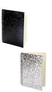 2pk JOT Glitter Spiral Notebooks Black & Silver 4.25" X 6" 70 pgs ea. - Picture 1 of 4