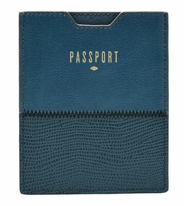 FOSSIL RFID Passport Sleeve Ausweisetui Geldbörse Blau Neu - Picture 1 of 3