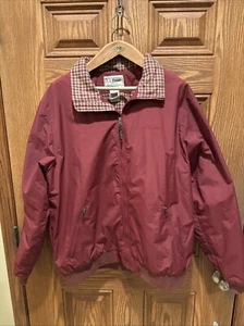 LL Bean Men's Jacket XLT Maroon/Plaid Lined Full Zip Windbreaker Nylon - Picture 1 of 17