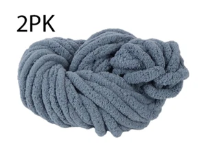 2 PACK - Dark Gray Chenille Chunky Yarn 95 ft 31.7 yd - Picture 1 of 1