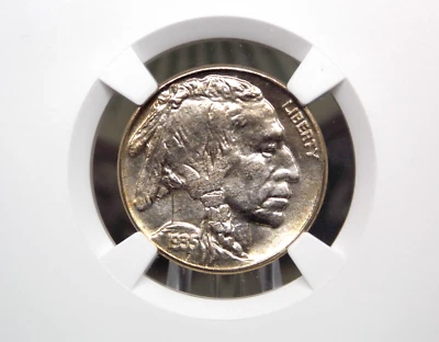 1935 "S" Indian Head BUFFALO Nickel 5c NGC MS66 #009 BU Unc Gem ECC&C, Inc. - Image 1 of 4