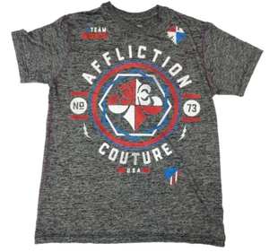 Affliction Sport Couture USA gray Short Sleeve Graphic T-shirt No 73 Randy USA - Picture 1 of 6