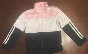 Adidas Girl's Black/White/Pink Long Sleeve Track Jacket Size 7 NWOT - Picture 1 of 8