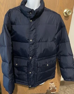 Lands End Jacket Mens Large Blue Down Puffer Jacket Insulated Snap L 42-44 EUC! - Picture 1 of 4