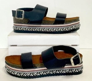 London Rag schwarze Plateau-Espadrille-Sandalen mit breiten Riemen Damen 6M - Bild 1 von 11