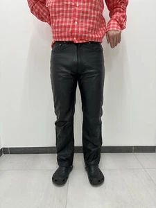 Pantalone pelle uomo vintage nero taglia 30 - Foto 1 di 16