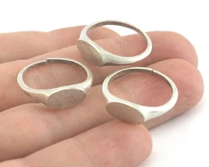 Adjustable Blank signet ring Antique Silver brass gold DIY finger ring 7.5US - Picture 1 of 2
