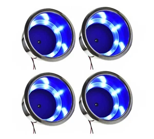 4X Stainless Steel Cup Drink Holder with Drain & LED Blue Marine Boat RV Camper - Picture 1 of 9