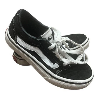 Tênis Vans Ward Youth tamanho 12 preto branco camurça lona cano baixo - Imagem 1 de 4