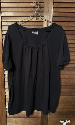 Blusa Pullover Ediciones Básicas 2X Top Campesino Negro Escote Vieira Foto 1 de 4