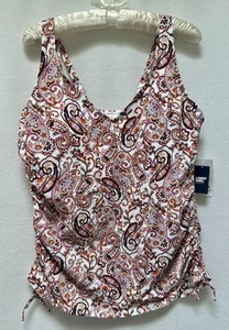 Lands End 14 Tankini Swim TOP ONLY Adjustable V Neck Paisley - Picture 1 of 7
