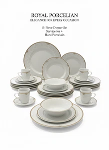 Juego de cena de porcelana de 16 piezas juego de comedor para 4 personas plato de diseño vajilla servir - Imagen 1 de 5