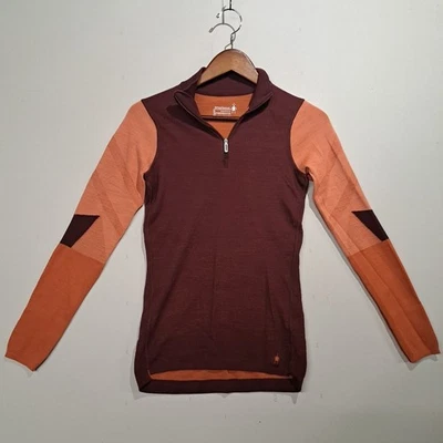 Smartwool Intraknit 200 1/4 Cremallera Mujer M Granate Naranja Virginia Tech Foto 1 de 4