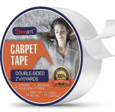 2-inch x 10-Yards Double Sided Carpet Tape for Area Rugs, Hardwood Floors - Image 1 of 4