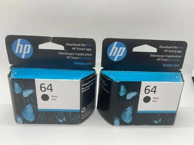 Упаковка из 2 HP 64 черный чернильный картридж N9J90AN #140 срок годности 10/2026 + - Изображение 1 из 2