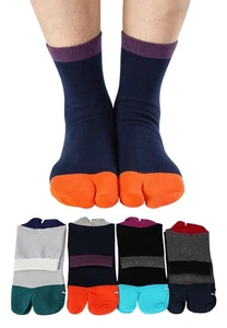 Mens Tabi Socks Flip Flop Split Toe Big Toe Cotton Crew Grip Athletic 4 Pack - Picture 1 of 7