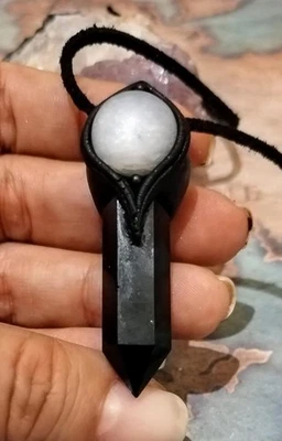 Shield. Empath Protection Necklace. Obsidian Moonstone Psychic Energy Defense - Image 1 of 4