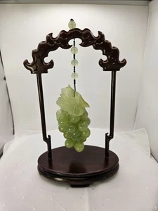 Chinese Hanging Grapes Jade Statue - Picture 1 of 8