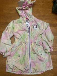 Disney Rosa Tie Dye Minnie Mouse Chaqueta de Lluvia con Orejas Con Capucha 6X - Imagen 1 de 10