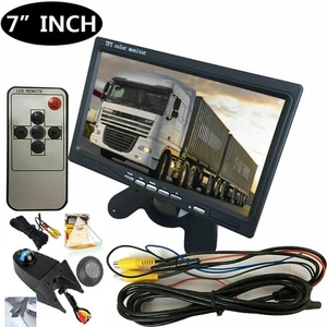 12V/24V Car Reversing Camera RCA+ 7" LCD Monitor Truck Bus Van Rear View Kit+10M - Picture 1 of 10