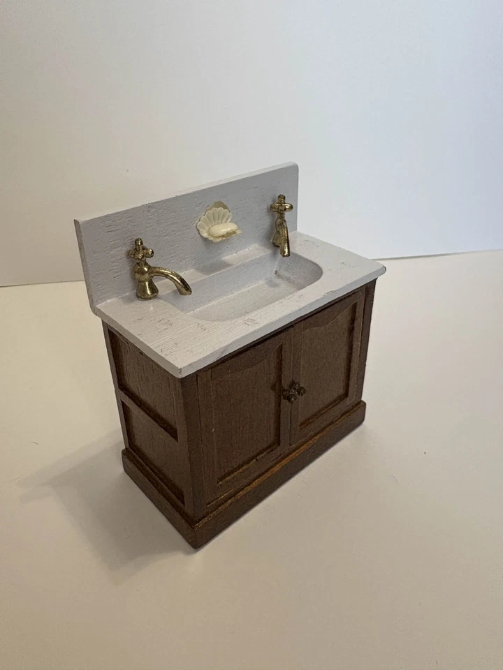 vintage miniature sink, victorian style, 1:12 scale, wooden, 1980s - Image 1 of 4