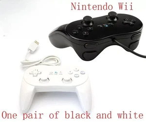 2 x NEW Classic Pro Remote Controller for Nintendo Wii Black+White - Picture 1 of 1