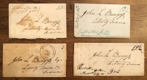 E4836: (4) 1841-46 Burlington, Ind Stampless Covers, Correspondence - Picture 1 of 3