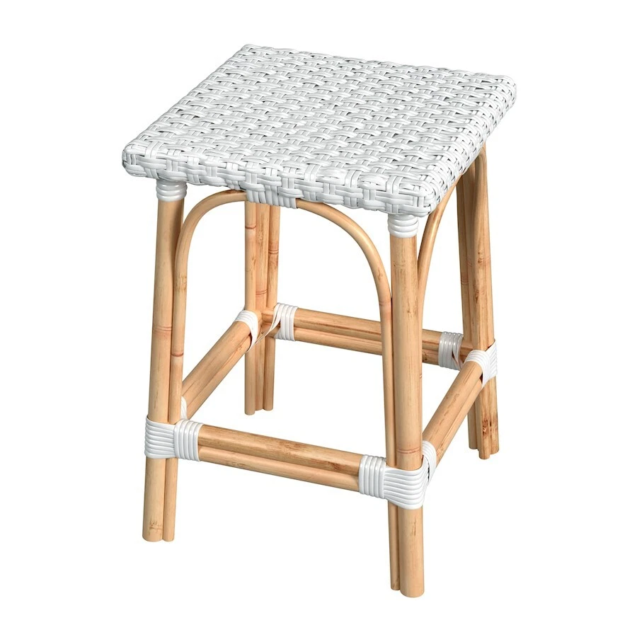 Butler Riviera Square 24"H Rattan Counter Stool, Glossy White - 5757304 - Image 1 of 1