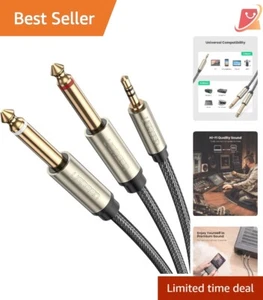 Stereo Cable Braided 16FT 3.5mm to Dual 6.35mm Y Splitter Audio Adapter - Picture 1 of 9