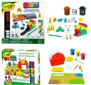 2 NEW CRAYOLA play doh playdoh CONSTRUCTION& BARNYARD PLAY CENTRE comes with 3