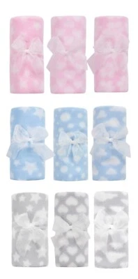 Gift Set of 3 Soft Printed Fleece Blankets for Newborn Baby Girl Boy New Design - Image 1 of 4
