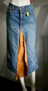 Jeans Rock S XS MAßE i Text Leder Stoff DIY FIORUCCI Italy upcycling vintage - Bild 1 von 12