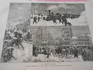 Gravure 1881 - Paris La Saison des Neiges - Foto 1 di 1
