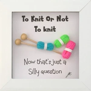 Knitting Wool Gift Hand Crafted Friendship Picture To Knit Or Not Needles - Picture 1 of 14