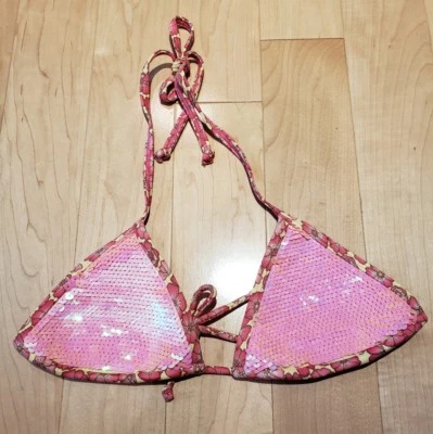 Victoria's secret swim bikini top XS sequins, pink - Image 1 of 2