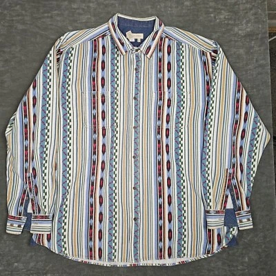 Territory Ahead Shirt Men Extra Large Striped Aztec Native American Southwest - Image 1 of 4