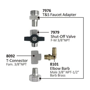 7976KIT-EL, Spülenwasserhahn Adapter T&S Einbausatz mit Ellbogenverbinder - Bild 1 von 7