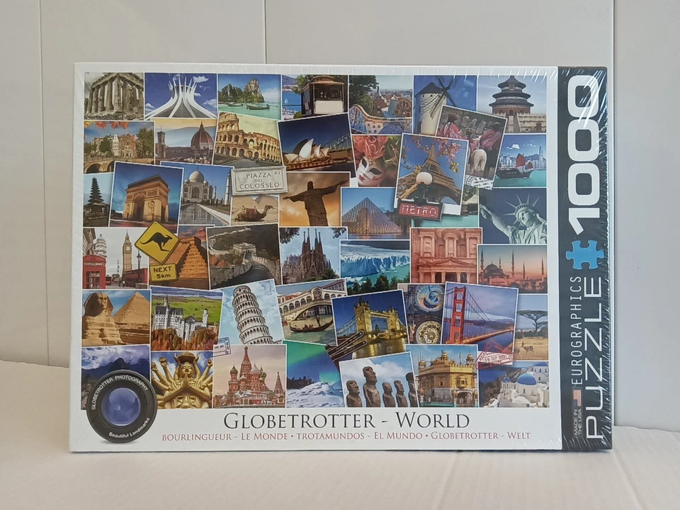 Eurographics 1000 Puzzle Globetrotter World Travel Tourism Postcard 19x26 Sealed - Image 1 of 4