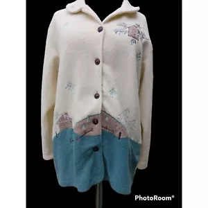 Vintage Teddi Fleece Embroidered Cabincore Comfy Jacket Size XL - Picture 1 of 2