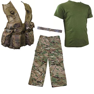 Kids Pack 6 HMTC MTP MultiCam Pants, Action Army PLCE vest , Olive T-shirt BELT - Picture 1 of 1