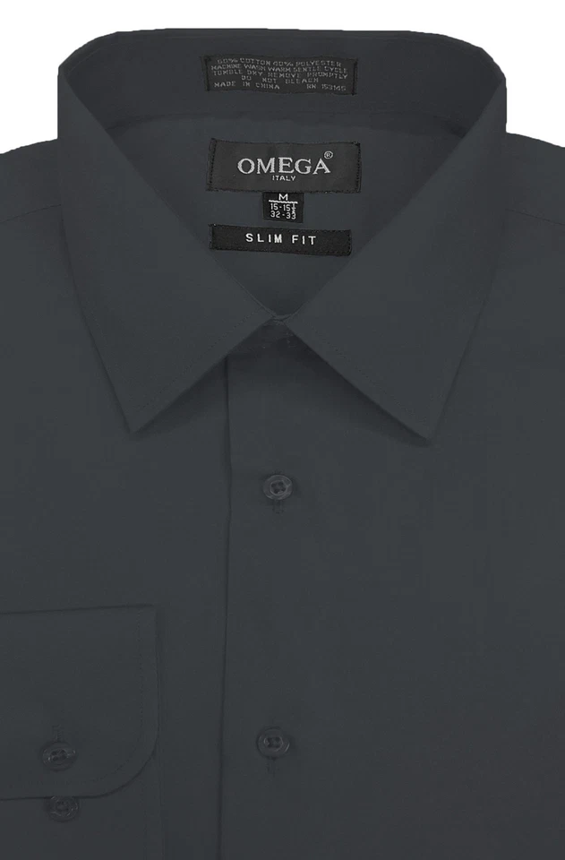  Camisa de vestir premium de calce ajustado liso para hombre, varios colores, longitudes de manga. Foto 1 de 1