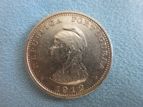 INDIA Portugal UMA Rupia 1912/1 OVERSTRIKE XF Silver Cover