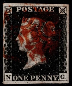 1840 1d Black Plate 4 NG 4m Fine Red Maltese Cross VGU Cat. £400.00 - Picture 1 of 1