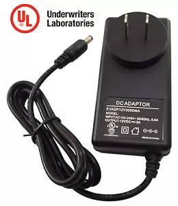 AC to DC Power Adapter 12V DC 3 Amper 3000mA Power Supply with UL Certified 3A - Picture 1 of 5