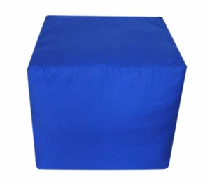 18X18X18" Square Footstool Cover Blue Pouf Ottoman Cover Seating Ottoman Covers - Picture 1 of 4