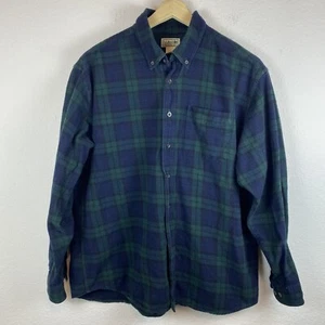 LL Bean Men’s XLarge Flannel shirt 100% Cotton Blue green Plaid Tartan Outdoors - Picture 1 of 6